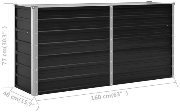 vidaXL Garten-Hochbeet Anthrazit 160 x 40 x 77 cm Verzinkter Stahl 45730 Bild 8