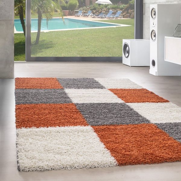 SIMPEX24 Teppich Kariert Design, Läufer, Höhe: 30 mm, Teppich Wohnzimmer Kariert Design Modern Verschidene Farben und Größen