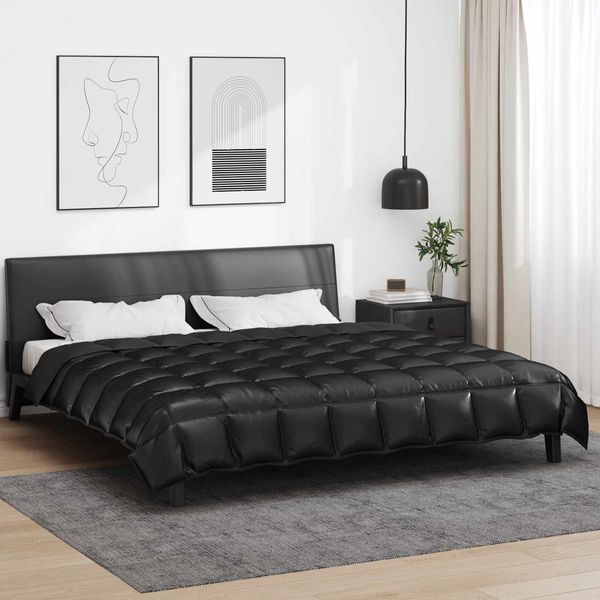 vidaXL Winterbettdecke Schwarz 220 x 260 cm Satin und Mikrofaser 42025858