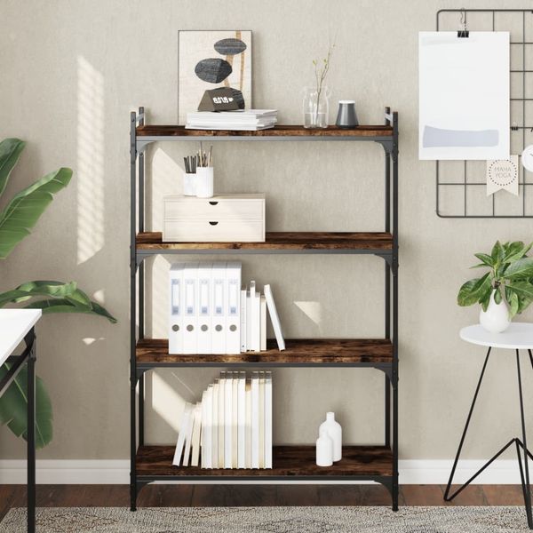 vidaXL Bücherregal 4 Böden Räuchereiche 80x30x120 cm Holzwerkstoff 837674