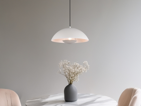 Pendelleuchte VARYA Metallschirm Hellgrau mit Blendschutz, Ø 32cm