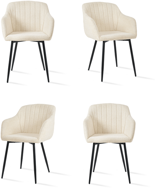 GOEURVANT 711 Esszimmerstühle 4er-Set, Chenille - Creme