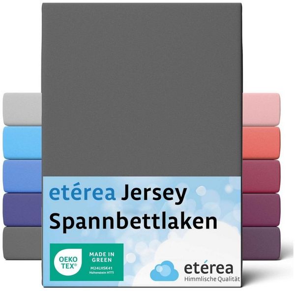 etérea Comfort Jersey Spannbettlaken Anthrazit 90x200 cm - 100x200 cm