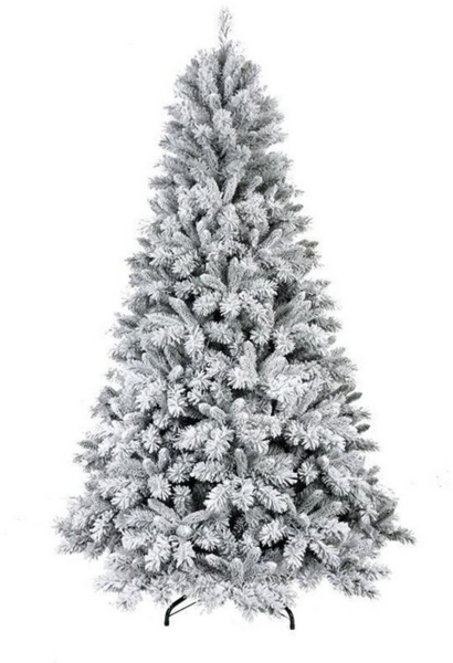 Arnusa Künstlicher Weihnachtsbaum mit Schnee Effekt inl. Aufbewahrungstasche und Metallständer, Edeltanne, klappbar wie echt