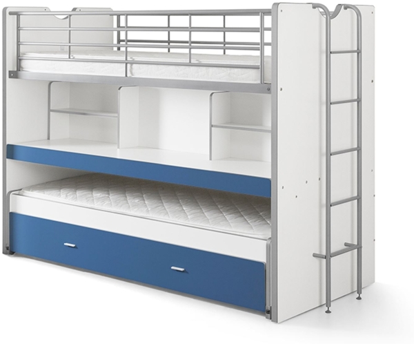 Hochbett Kalinda 222x102x161 Holzwerkstoff+Metall Weiß/Blau