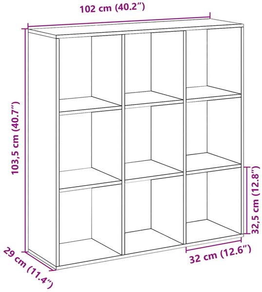 vidaXL Raumteiler-Bücherregal Räuchereiche 102x29x103,5 cm 858043 Bild 11