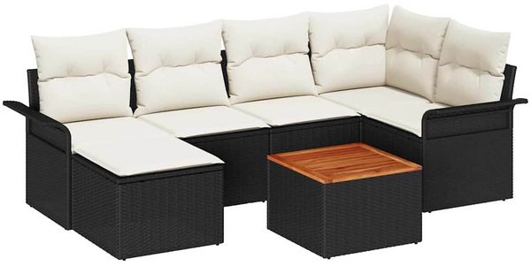vidaXL Gartensofa-set mit Speicher 7 pcs Schwarz und Creme Poly-Rattan 3356017 Bild 2