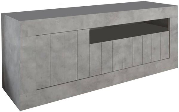 Dmora Fernsehschrank Iole, Ständer für Wohnzimmerfernseher, Niedriges Wohnzimmer-Sideboard, TV-Ständerbasis, Made in Italy, 138x42 h56 cm, Zement