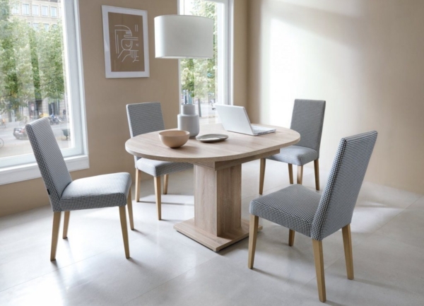 designimpex Esstisch Design WM-100 Sonoma Eiche rund ausziehbar 100 - 140 cm