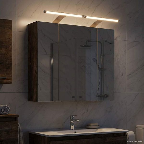 vidaXL Badezimmerspiegelschrank Geräucherte Eiche 60 x 14,5 x 50 cm 889083