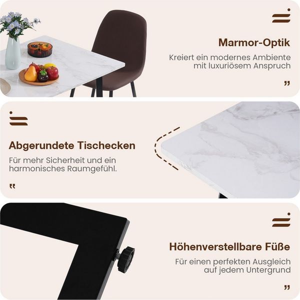 JOIVI Essgruppe 5-Teiliges Esstisch Set mit 4 Stühle, (Esszimmer Set mit Esstisch und 4 Essstühle, Essgruppe für Esszimmer, Küche, Wohnzimmer), 2 Packet
