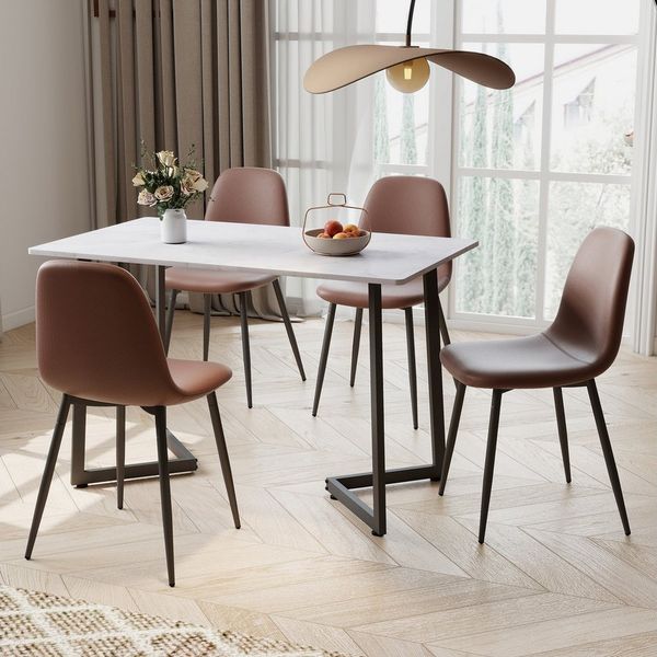 Sunsitt Essgruppe 5-Teiliges Esstisch Set mit 4 Stühle, (Esszimmer Set mit Esstisch und 4 Essstühle, Essgruppe für Esszimmer, Küche, Wohnzimmer), 2 Packet