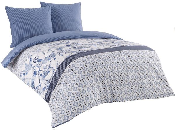 Visaggio Bettwäsche 100% Baumwolle Bettbezug Set in 6 Größen, Renforcé, 3 teilig, moderne Wendebettwäsche Paisleymuster und Streifen