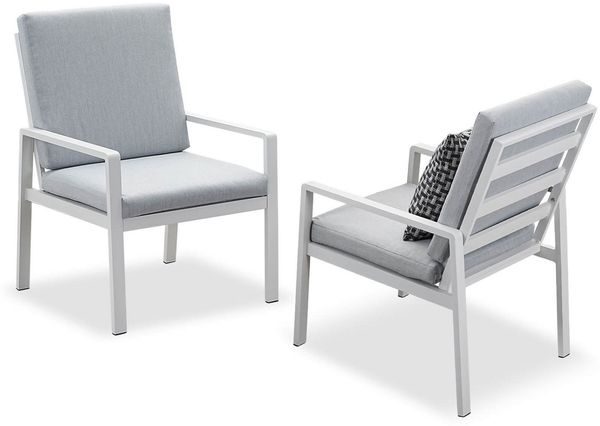 MeXo Gartenlounge-Set Alu Gartenmöbel-Sets Gartenstuhl, (2-tlg, 2 Esszimmerstühle, 60x 68x 85 cm, 4 Auflagen, bis zu 140 kg belastbar), wetterfest Gartengarnitur Set