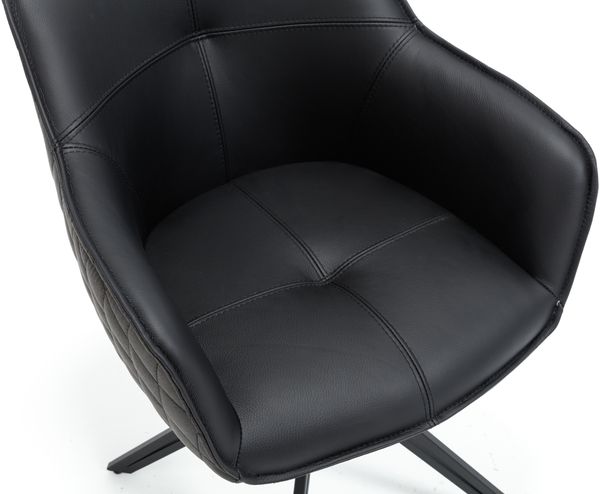 Armlehnstuhl >Emma< (2er Set) drehbar, schwarz mit Leder - 59x82x62 (BxHxT) Bild 4