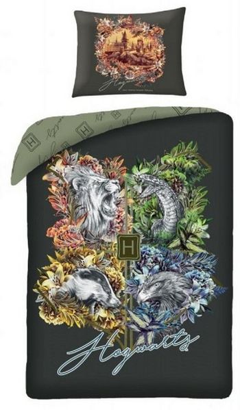 Harry Potter Bettwäsche Set aus Baumwolle Bettdeckenbezug 140 × 200 cm mit 70 × 90 cm Kissenbezug