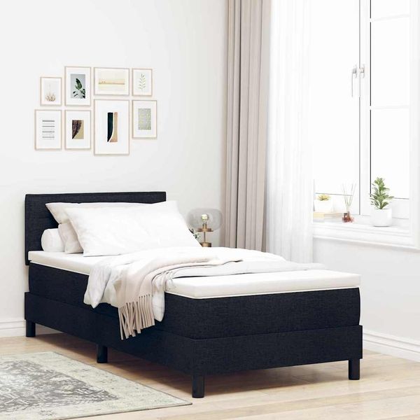 vidaXL Boxspringbett mit Kopfteil Schwarz 90 x 200 cm Stoff 3338582
