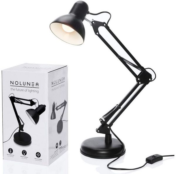 Goods+Gadgets LED Schreibtischlampe LED Schreibtischlampe mit Arm–Verstellbare Tischlampe für Büro & Home, mit Gelenk-Arm aus Metall inkl. LED Glühbirne, Arbeitslampe