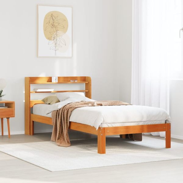 vidaXL Massivholzbett ohne Matratze Wachsbraun 100x200 Kiefernholz 3306804