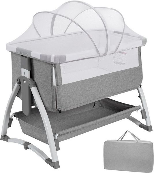 GarveeMore Beistellbett Beistellbett 4 in 1 Reisebett, 5-stufig höhenverstellbar,Matratze