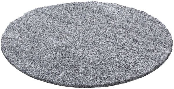Hochflor Teppich Lux rund - 200 cm Durchmesser - Hellgrau