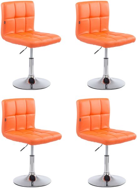 4er Set Barhocker BANGKO - Kunstleder Orange 44x49x74 cm | Barstuhl Höhenverstellbar Mit Lehne Drehbar Tresenhocker Tresenstuhl Kneipenhocker