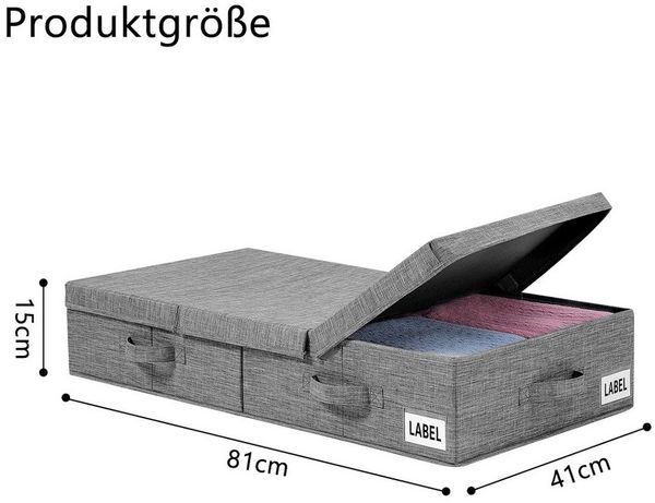 TUWENA Unterbettkommode 2 Stück Unterbett Aufbewahrungsbox mit Deckel, Faltbare kommode