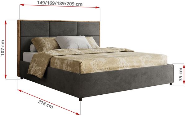 Premium Polsterbett LERIO CLASSIC 140 x 200 cm mit Stauraum, gepolstertem Kopfteil, Gasdruckfedern & Lattenrost - Modernes Design, Inkl. Lattenrost Pocket Matratze - Dunkelgrau Velvet - VIRE LUX Bild 4