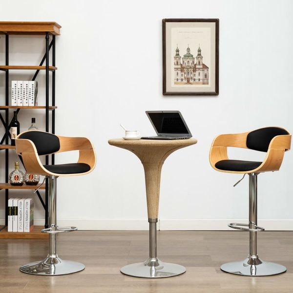 vidaXL Barhocker 2 Stk. Schwarz Bugholz und Kunstleder [3052715]