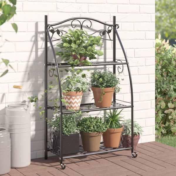 vidaXL Blumenregal Schwarz 56x30x96 cm Stahl 319353
