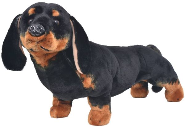 vidaXL Plüschtier Hund Dackel Stehend Plüsch Schwarz XXL 91333