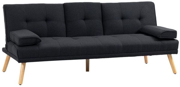 HOMCOM Schlafsofa mit Klappbarem Tisch, Becherhalter, Bettsofa 1 Teile, bis 250 kg Belastbar, für Wohzimmer, Grau