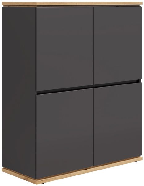 XORA 'YAMAEL' Highboard Dekor graphit matt, Holznachbildung Graphit, 100 x 121 x 42 cm, 4 Türen