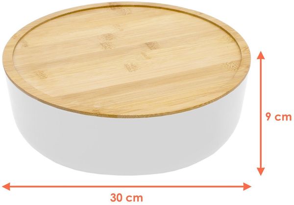 Spetebo Salatschüssel XXL Salatschüssel mit Bambus Deckel, Verbundstoff, (Packung, 1-tlg), Schale groß inklusive Holz Besteck