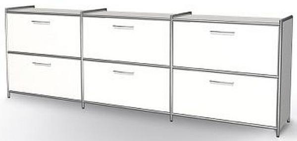 Sideboard 6 Schubfächer Artline, 236x38x78 cm, Weiß