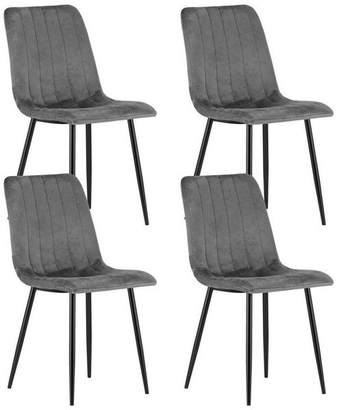 Home Collective Esszimmerstuhl 1er, 2er, 4er Set Polsterstuhl Stuhl Wohnzimmerstuhl (Stuhl Bequemes und strapazierfähiges Design, 90 cm Höhe, 120 kg Belastbarkeit, 4 St), mit grauem Samtsitz und schwarz lackierten Metallbeinen 4er Set
