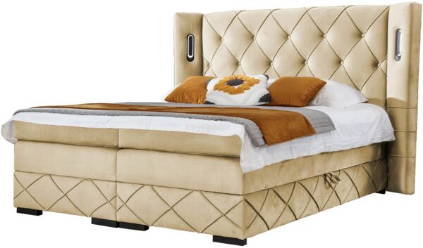Boxspringbett Fazzle Lux, Sand, 160x200 cm