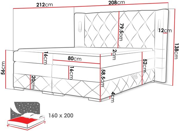 Boxspringbett Fazzle Lux, Sand, 160x200 cm Bild 4