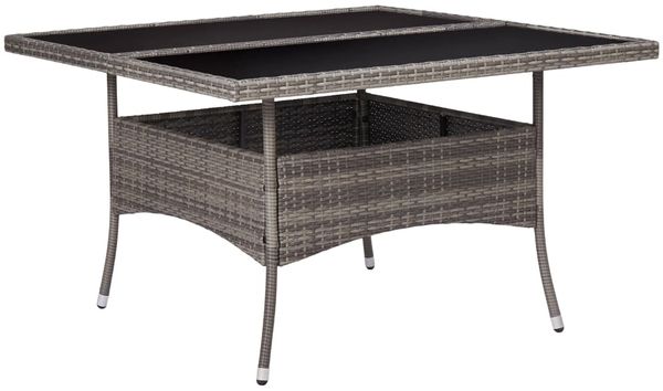 vidaXL Garten-Esstisch Grau Poly Rattan und Glas 46190