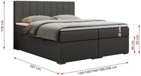 Boxspringbett, Matratze und Topper, zwei Bettkästen - LOPE - 180x200cm - Grau Kunstleder - H4 Bild 5