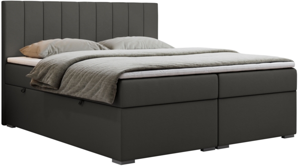 Boxspringbett, Matratze und Topper, zwei Bettkästen - LOPE - 180x200cm - Grau Kunstleder - H4 Bild 3