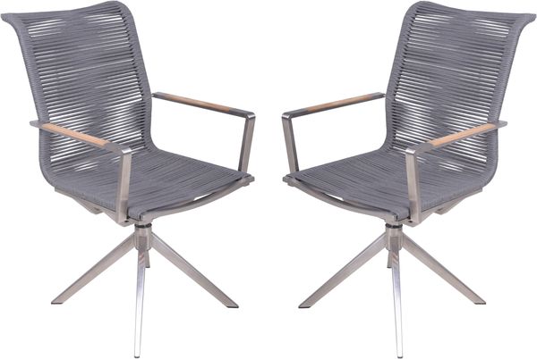 Gartenstuhl DENNIS 2er Set - Edelstahl Anthrazit 95x63x54cm | Drehstuhl Essstuhl Terrassenstuhl