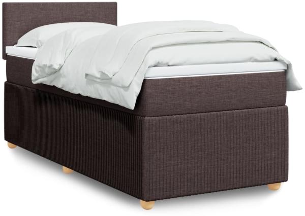 vidaXL Boxspringbett mit Matratze Dunkelbraun 90x190 cm Stoff 3289607