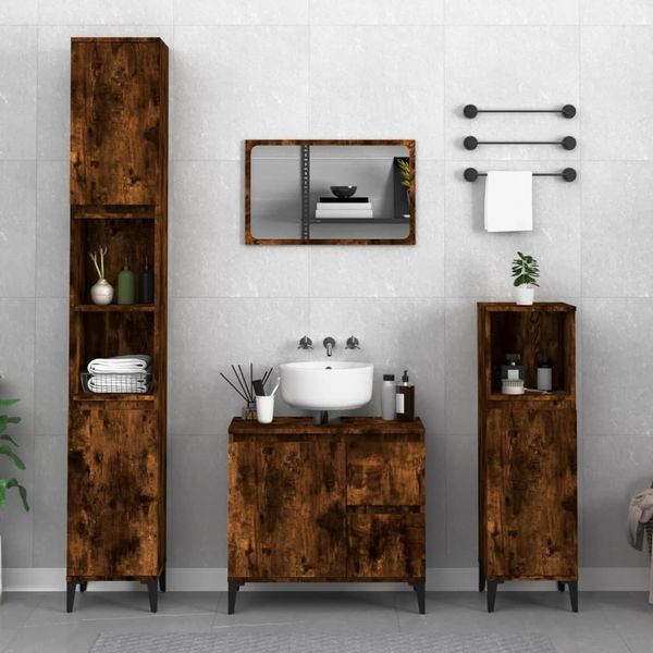 vidaXL Badschrank Räuchereiche 30x30x100 cm Holzwerkstoff 819817
