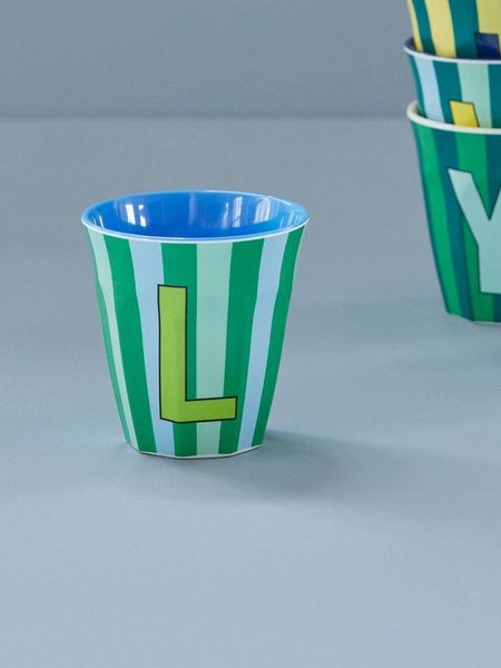 Rice Stripes Melamin Becher Buchstabe L