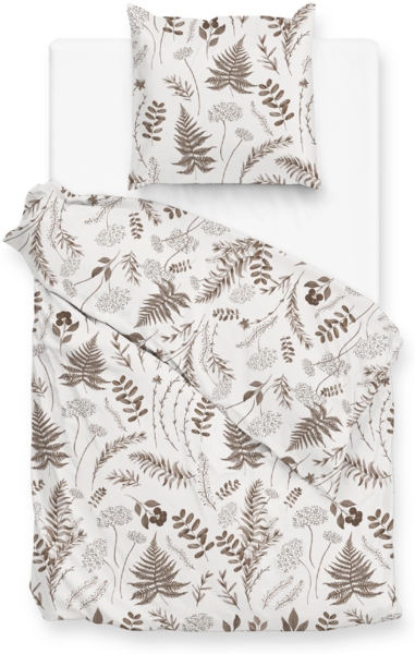 Zo! Home Flanell Bettwäsche 135x200 cm Autunno natural Blätter Herbst braun