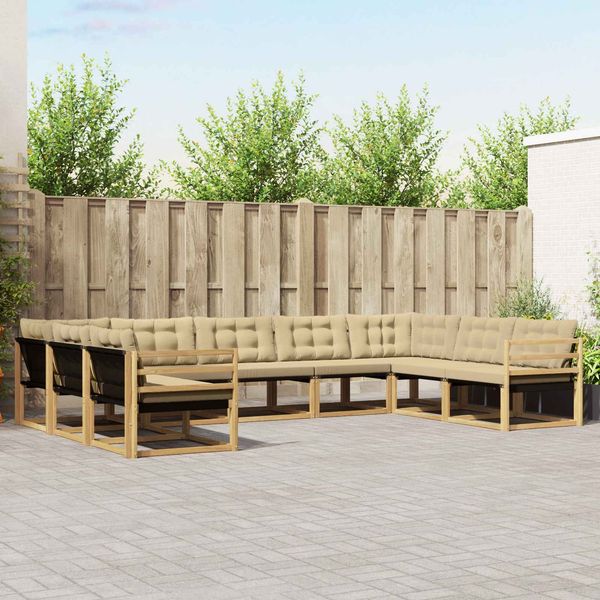 vidaXL Outdoor-Sofagarnitur mit Kissen 9 pcs Weiß und Beige 3389059