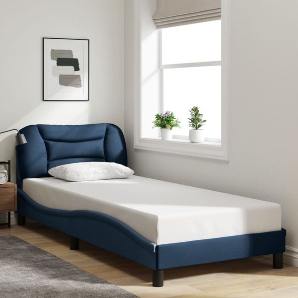 vidaXL Bettgestell ohne Matratze "Hvar" Blau 90x200 cm Stoff 3207750