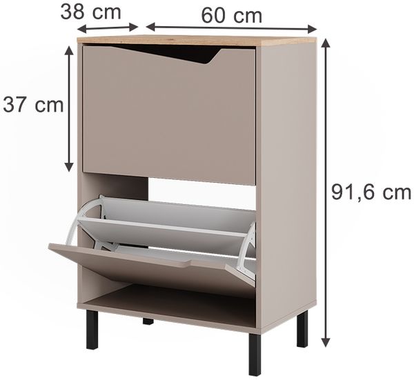 Schuhkipper Marelle Greige/Artisan 60 x 91.6 cm mit 2 Fächern Vicco Bild 2