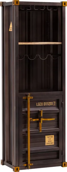 massivum Barregal Cargon 60x177x40 cm braun Metall Mango Holz Hochschrank Barschrank Weinregal Industrie-Design Flaschenregal Hausbar